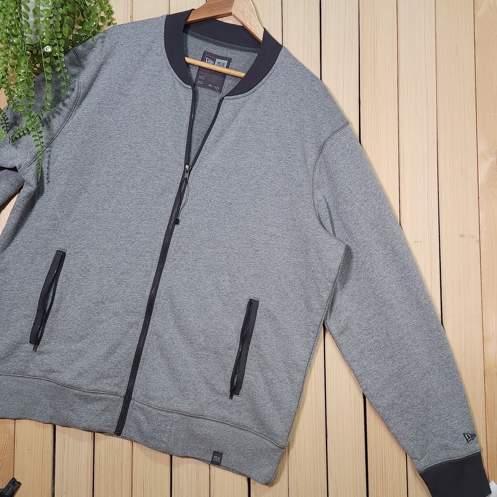 New Era Bomber Jacket Gray with Black Trim Size 2xl